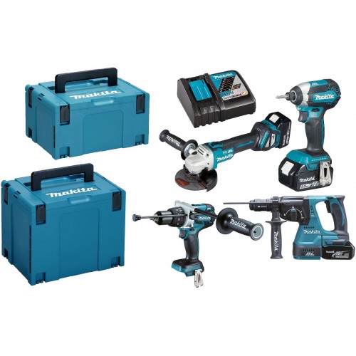 Makita DLX4104TJ1 Werkzeugset DGA513+DHR243+DHP481+DTD153 Li-ion LXT 18V