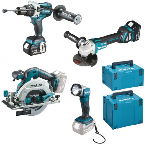 Makita DLX4106TJ Akku-Spezialset DHP481 + DGA513 + DHS680 + DML802 + 2x5,0 Ah + 2xMakpac