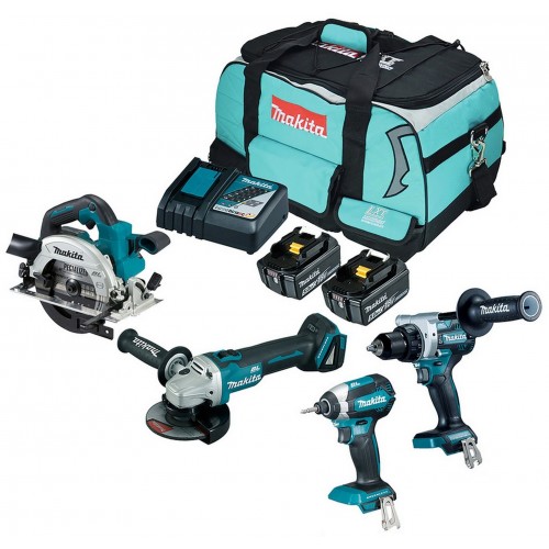 Makita DLX4156TX1 Akku-Kombo-Kit (DDF486+DGA504+DHS660+DTD153+2xBL1850B) Tasche