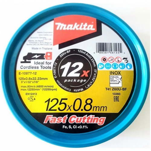 Makita E-10877-12 Trennscheiben-Set für Metall 125x0,8x22,23mm/12 Tlg.