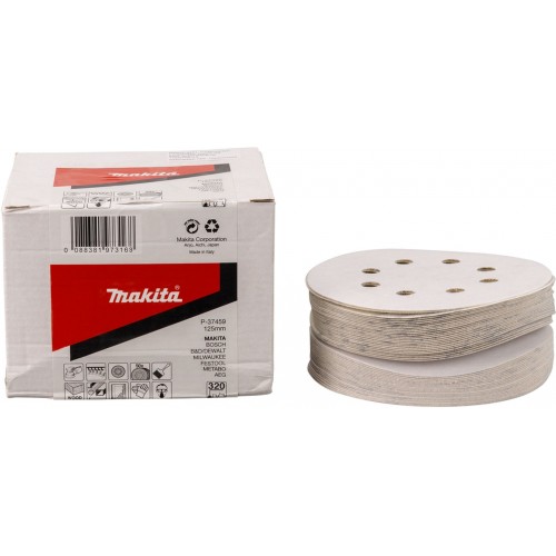 Makita P-37459 Schleifpapier 125mm, K320, 50 Stc, BO5010/12/20/21 Makita P-37459 Schleifpapier 125mm, K320, 50 Stc, BO5010/12/20/21
