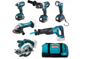 Makita DLX6046 Akku Akku-Spezialset DGA452Z+DHP458Z+DJR186Z+DML802+DSS610Z+DTD152Z+195584