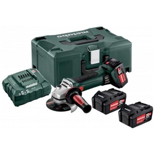 Metabo W 18 LTX 125 QUICK AKU Winkelschleifer 18V 2 x 4 Ah LI-ION, Ladegerät ASC 55, Kunst