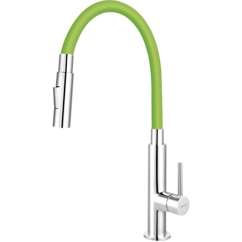 NOVASERVIS Küchenarmatur mit ausziehbarer Brause, 2 Düsen, grün/chrom 70730,0Z