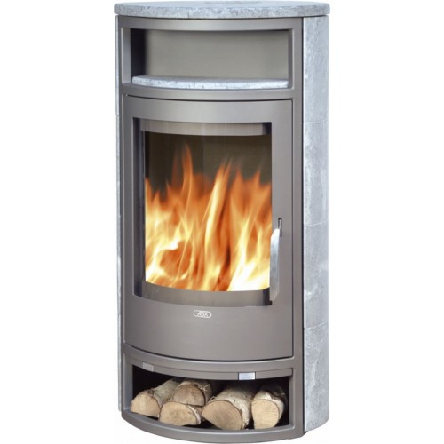 ABX POLAR 4654-8-III Holz-Kaminofen, graues Blech, rundformige Speckstein 4654-8MK