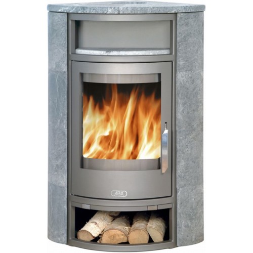 ABX POLAR 4656-6-III W ecke-formig, Holz-Kaminofen, grau+Speckstein inkl. Obenteil 4656-6M