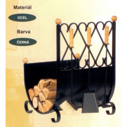 ABX Holzkorb POLO mit Kaminbesteck