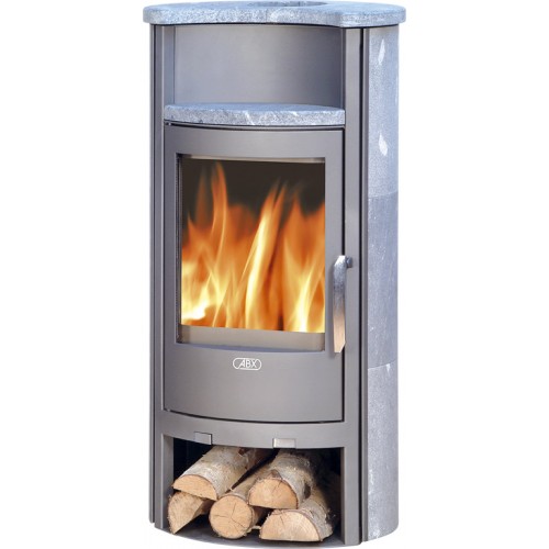 ABX PORI Holz-Kaminofen, grau+Speckstein flat 4671-5M