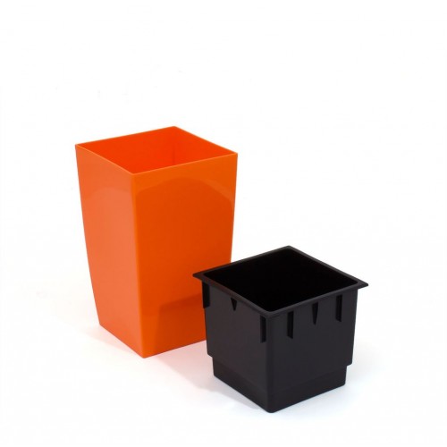 Pflanzkübel COUBI Blumentopf Pflanzbehälter mit Einsatz viereckig 4l, orange DUW160