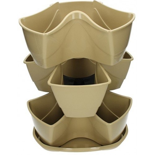 PROSPERPLAST COUBI 3-stöckige Blumenampel Ampel-Kräutertopf stehend 9 l, creme DKN3003