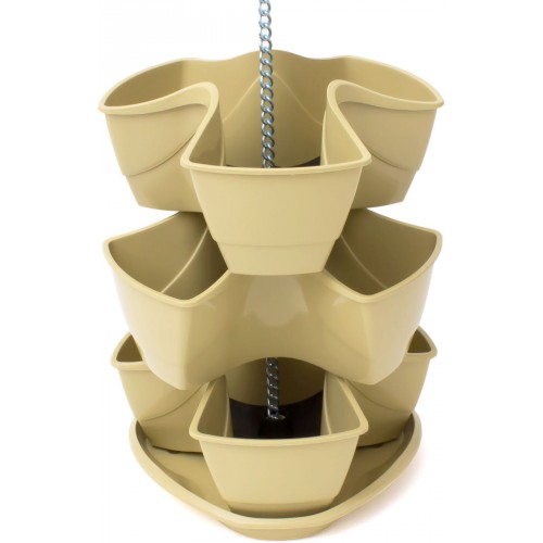 PROSPERPLAST COUBI Blumenampel Ampel-Kräutertopf mit drei Ebenen 9 l, creme DKN300W