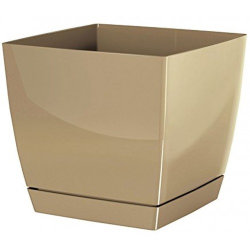 Prosperplast COUBI SQUARE P Blumentopf viereckig mit Untersetzer 24 cm, beige DUKP240