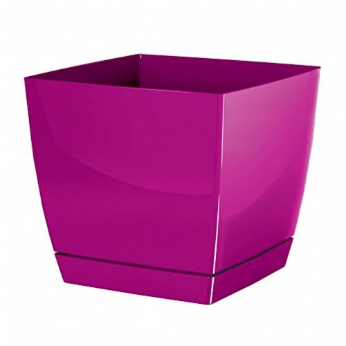 Blumentopf viereckig COUBI mit Untersetzer 24 cm glänzend fuchsie DUKP240