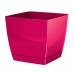 Blumentopf viereckig COUBI mit Untersetzer 24 cm glänzend himbeerrot DUKP240