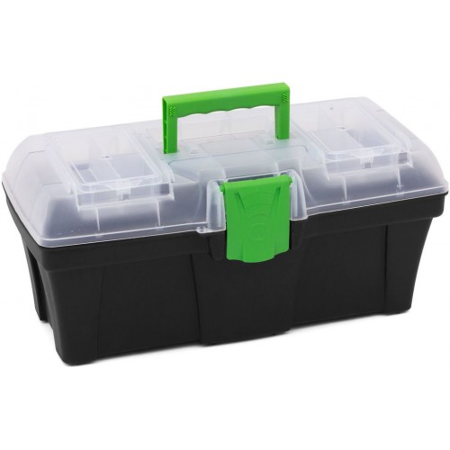 Prosperplast GREENBOX Werkzeugkoffer aus Kunststoff transparent, 300 x 167 x 150 mm N12G