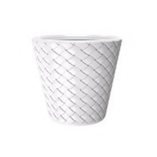 Blumenkübel Blumentopf Pflanztopf Pflanzkübel MATUBA 28 L, weiß in Flecht-Optik DBMA400