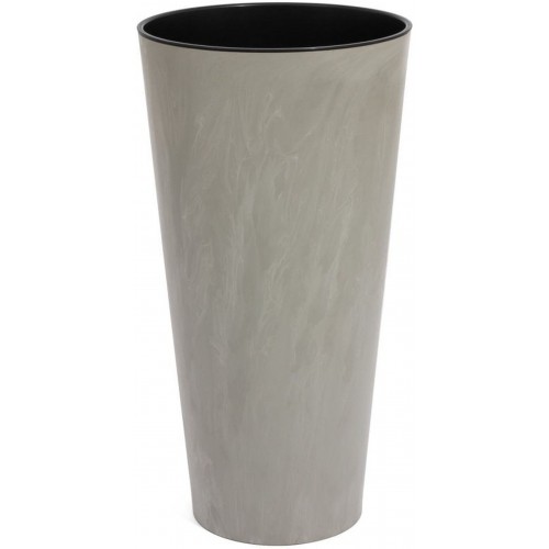 Blumenvase Blumentopf inkl. Einsatz TUBUS SLIM Pflanzsäule 15 L grau matt Beton DTUS250
