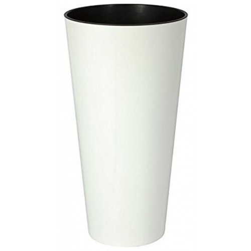 Blumenvase TUBUS SLIM SHINE 27 L Blumentopf inkl. Einsatz Pflanzsäule glänzend weiß