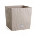 Blumentopf in Rattan-Optik RATO LOW quadratisch inkl. Einsatz 4 l creme DRTS170L