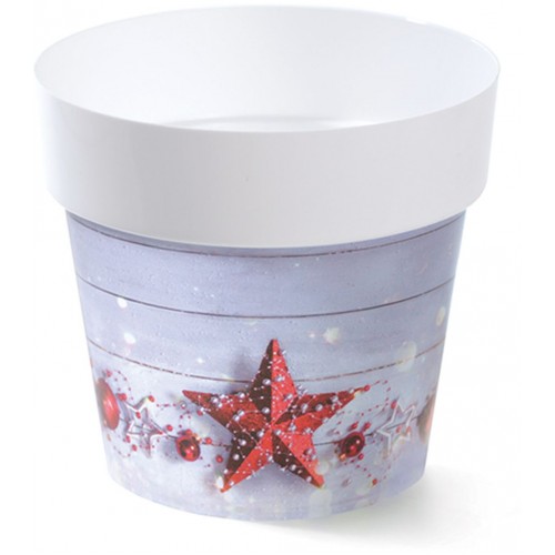PROSPERPLAST Blumentopf Übertopf IML 14 cm mit Wintermotiv S1 DML140