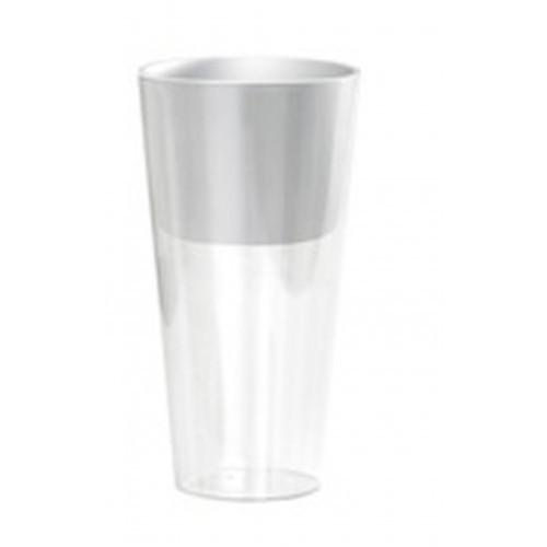 Blumenvase Blumentopf inkl. Einsatz TUBUS SLIM Pflanzsäule 15 L transparent/weiß DTUS250PW