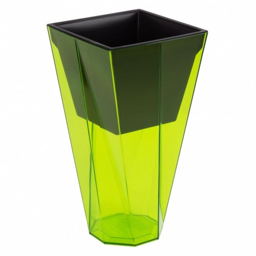 URBI TWIST Blumentopf m. Einsatz viereckig limettengrün transparent H 27 cm DURD140P