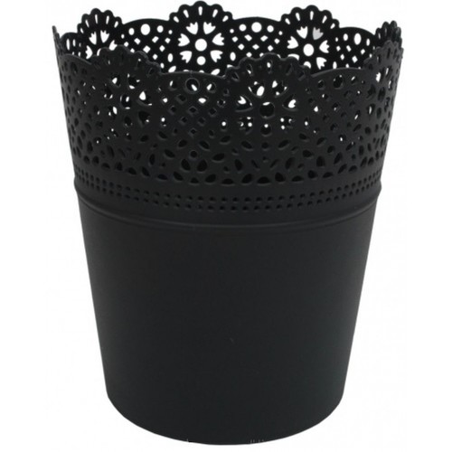 PROSPERPLAST LACE Blumentopf mit Spitzenumrandung 16 cm schwarz DLAC160 PROSPERPLAST LACE Blumentopf mit Spitzenumrandung 16 cm schwarz DLAC160