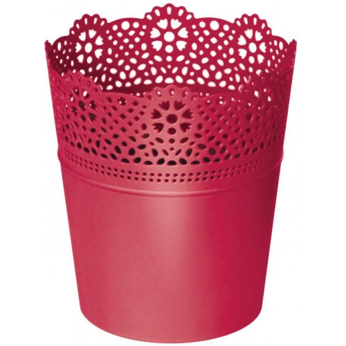 Prosperplast LACE Blumentopf mit Spitzenumrandung 11,2 cm, rot DLAC115-207C