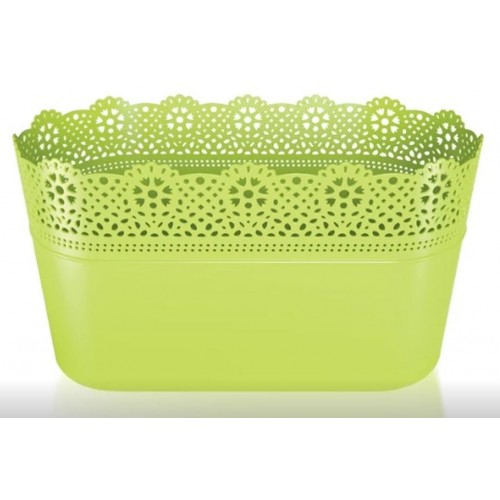 Prosperplast LACE Blumentopf mit Spitzenumrandung 28,5 x 13,5 cm, lime grün DLAC285-389U