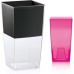 PROSPERPLAST Pflanzkübel Blumentopf URBI SQUARE Übertopf +inkl. Einsatz 4 L, pink DURS140P