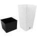 B-WARE Blumenkübel RATO SQUARE Blumentopf ohne Einsatz 16 l, weiß Rattan Optik