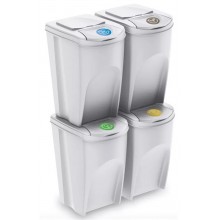 Prosperplast SORTIBOX Mülleimer Mülltrennsystem Abfalleimer Behälter 4x35L,Weiß IKWB35S4