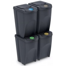 Prosperplast SORTIBOX Mülleimer Mülltrennsystem Abfalleimer Behälter 4x35L,Anthrazit IKWB3