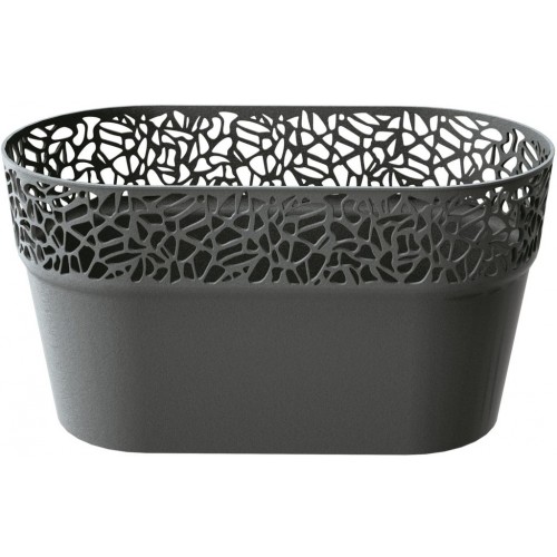 Prosperplast Naturo Blumentopf mit Spitzenoptik 28 cm graphit DNAT275
