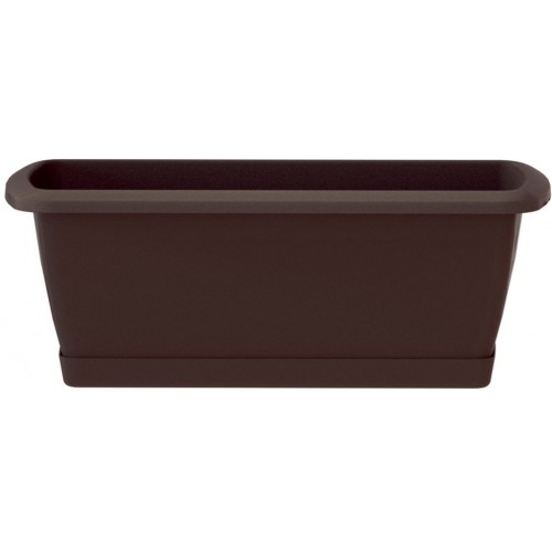 Prosperplast RESPANA SET Blumenkasten mit Untersetzer 59x18,4x14,5cm, braun ISE600P-R222