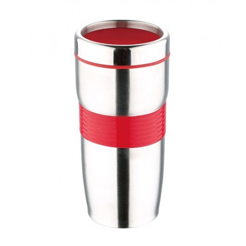 RENBERG Thermobecher mit Silikonschutz, rot 450 ml