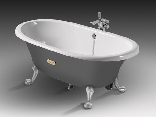 Roca Newcast Badewanne Gusseisen 170 x 85 cm, 222l, grau-weiß antislip, 7233650000