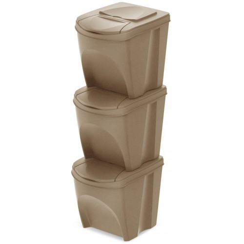 Prosperplast SORTIBOX ECO WOOD Mülltrenner 3x25l, naturo IKWB25S3W