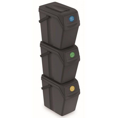 Prosperplast SORTIBOX II Müllsortierer Mülltrennsystem 3x25l, anthrazit ISWB25S3