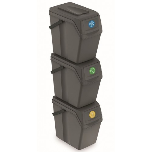 Prosperplast SORTIBOX II Müllsortierer Mülltrennsystem 3x25l, steingrau ISWB25S3 Prosperplast SORTIBOX II Müllsortierer Mülltrennsystem 3x25l, steingrau ISWB25S3