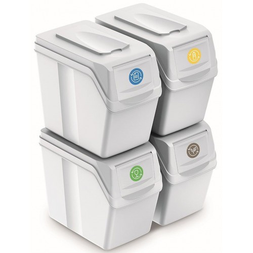 Prosperplast Satz Sortibox-Trennfächer Mülleimer Mülltrennung 4x20l, weiß ISWB20S4 Prosperplast Satz Sortibox-Trennfächer Mülleimer Mülltrennung 4x20l, weiß ISWB20S4