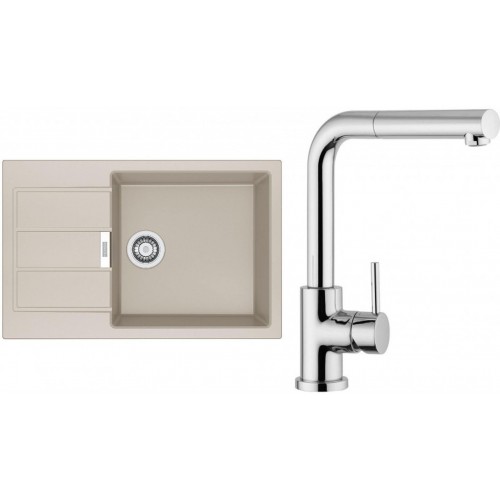 Franke SET T88 Tectonit Spüle S2D 611-78 XL cafe + Armatur FN 0147.031 chrom
