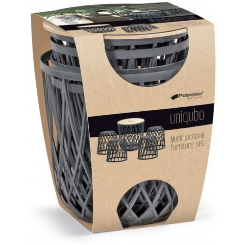 Prosperplast UNIQUBO Set Universal-Abfallkörbe 4+1 grau IKUBS5