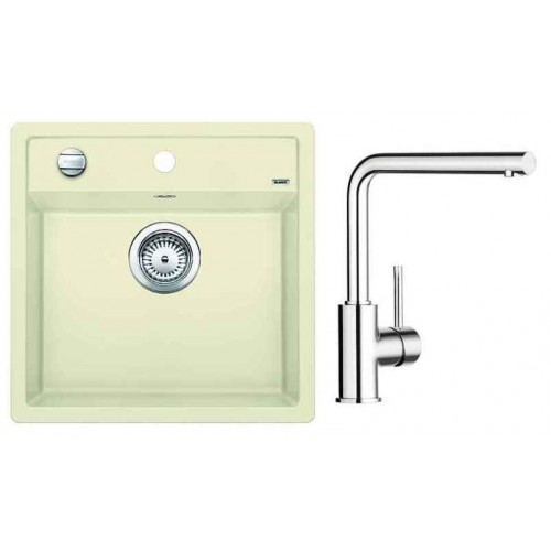 BLANCO SET BLANCO DALAGO 5 Einbauspüle jasmin + Küchenarmatur MILA BLANCO SET BLANCO DALAGO 5 Einbauspüle jasmin + Küchenarmatur MILA