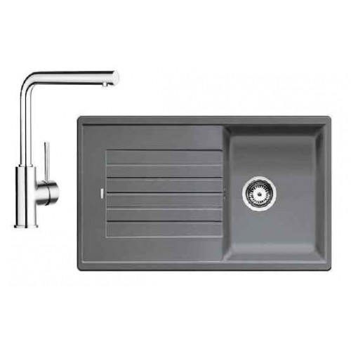 BLANCO SET ZIA 45 SL Einbauspüle aluminium + Küchenarmatur MILA BLANCO SET ZIA 45 SL Einbauspüle aluminium + Küchenarmatur MILA