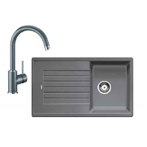 BLANCO SET ZIA 45 SL Einbauspüle aluminium + Küchenarmatur MIDA aluminium BLANCO SET ZIA 45 SL Einbauspüle aluminium + Küchenarmatur MIDA aluminium