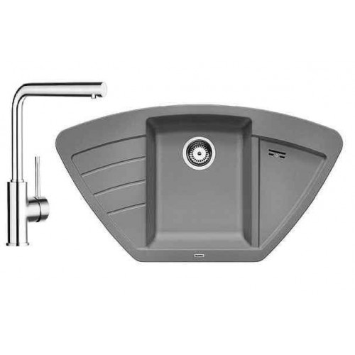 BLANCO SET ZIA 9 E Einbauspüle aluminium + Küchenarmatur MILA chrom BLANCO SET ZIA 9 E Einbauspüle aluminium + Küchenarmatur MILA chrom