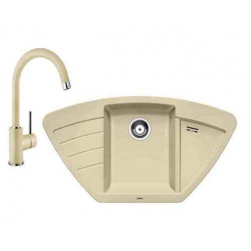 BLANCO SET ZIA 9 E Einbauspüle champagner + Küchenarmatur MIDA champagner BLANCO SET ZIA 9 E Einbauspüle champagner + Küchenarmatur MIDA champagner