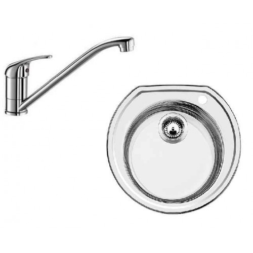 BLANCO SET RONDOVAL Edelstahl + Küchenarmatur DARAS chrom