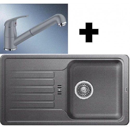 BLANCO SET FAVOS mini Granitspüle alumetallic + Küchenarmatur DARAS-S alumetallic